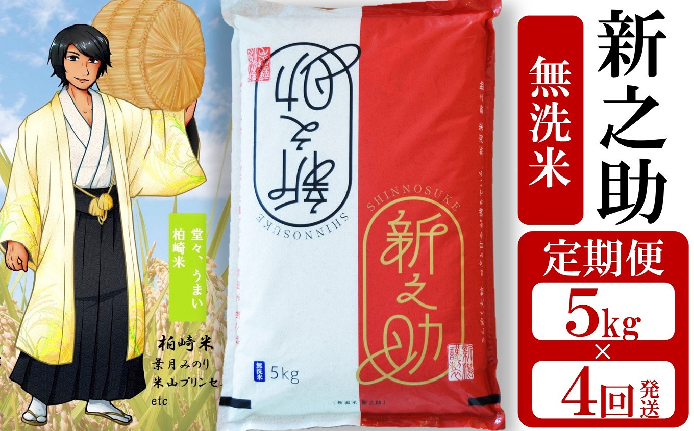 
            【令和7年産新米・定期便】新之助 無洗米 5kg×4回（計 20kg） 望月鉄心が育てたお米 しんのすけ[ZG433]
          
