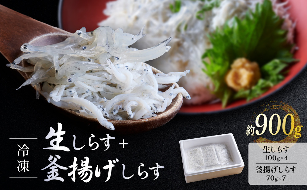 冷凍生しらす＋釜揚げしらすセット 約900g（生しらす100g × 4・釜揚げしらす70g × 7）静岡県御前崎産 しらす丼  小分け 個包装 便利 大容量 徳用  海鮮丼 どんぶり 刺身 おつまみ おかず 惣菜 晩ごはん 222232_BC011