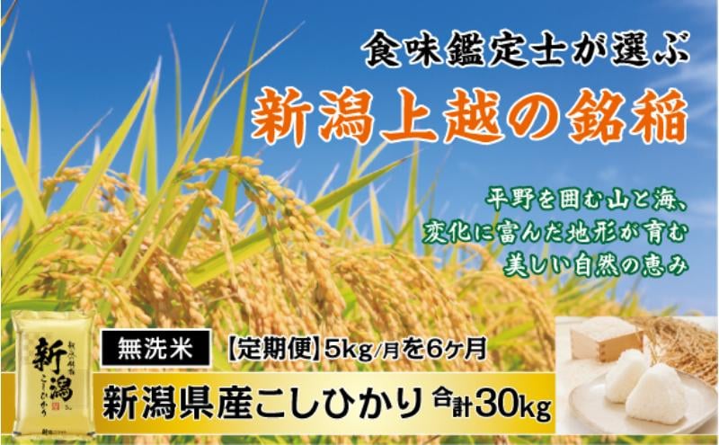 
            食味鑑定士厳選 無洗米 5kg 6か月定期便 新潟県上越市産コシヒカリ
          