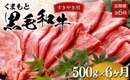 FKP9-557 【6カ月定期便】くまもと黒毛和牛 すきやき用 500g