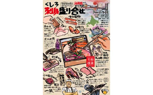くしろ刺身 盛り合わせ 海鮮 本マグロ 鮪 まぐろ ほっけ ホッケ しめ鯖 サーモン 蟹 かに 筋子 ホッキ 八角 ボタンエビ おつまみ お祝い 北海道 釧路