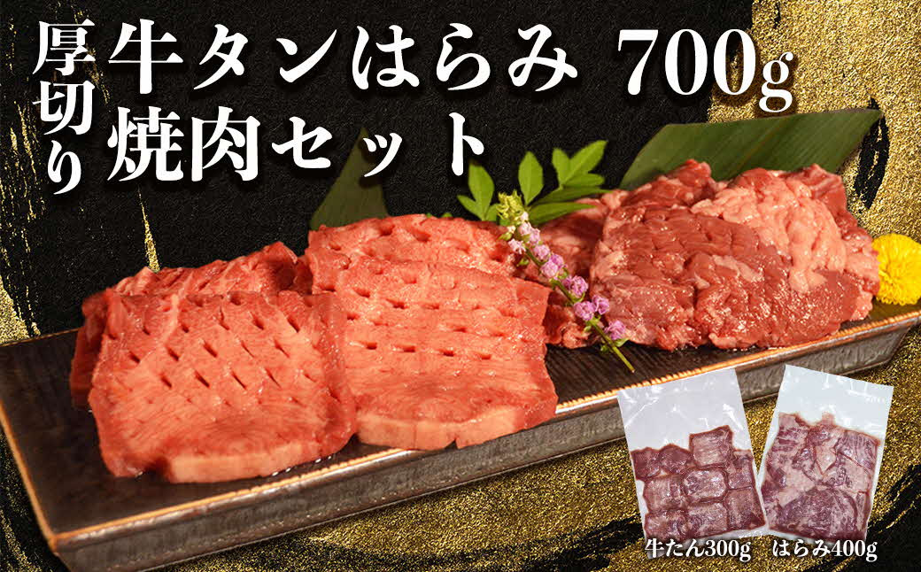 
117-21　オアシス九州　牛タン&ハラミ焼肉セット700ｇ　冷凍
