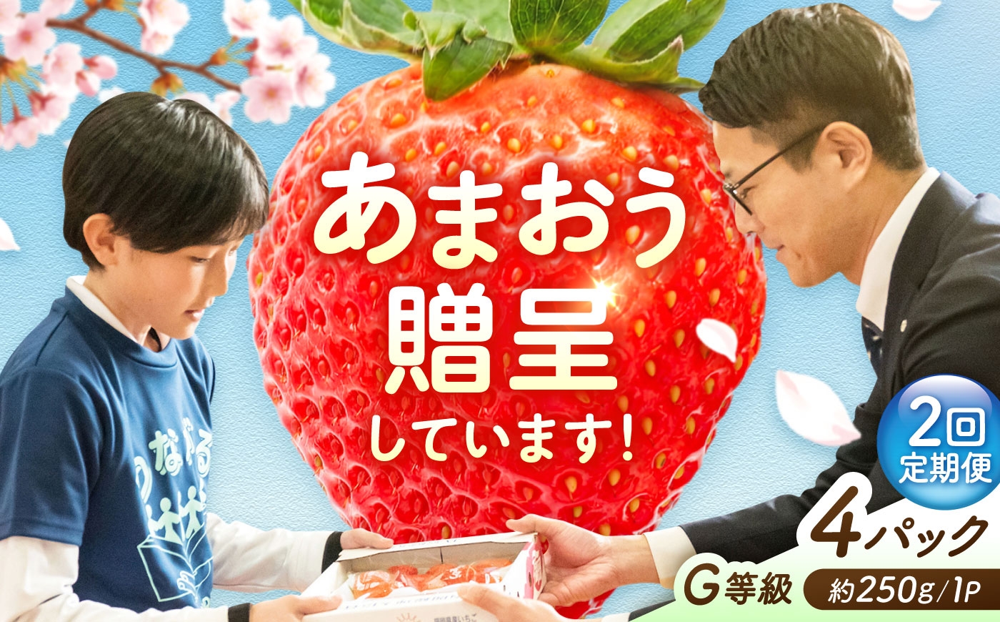
                  【2回定期便】 あまおうG等級 2ケース（250g×4パック） 広川町 / JAふくおか八女農産物直売所どろや [AFAB084]
                