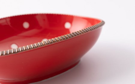 いげ皿楕円鉢赤水玉20cm1点 NAZ509 