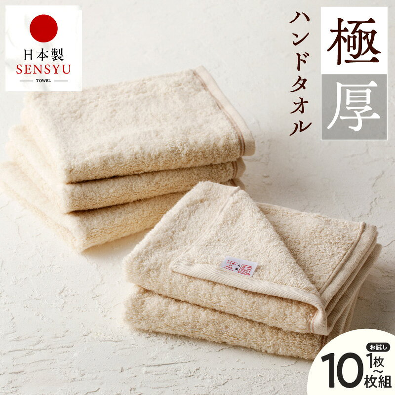 【ふるさと納税】極厚 ハンドタオル 生成色 1枚 5枚 10枚 セット 泉州タオル タオル 日本製 国産 綿100％ 無地 高吸水 ふわふわ 厚手 ロングパイル 天然由来成分 日用品 まとめ買い 大阪府 泉佐野市 送料無料