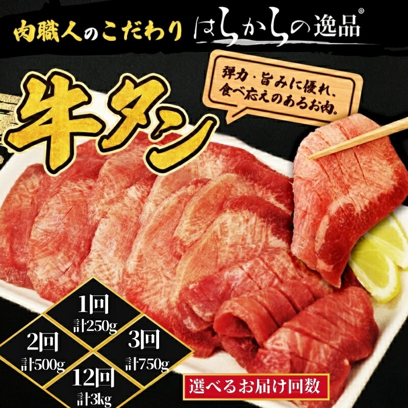 【ふるさと納税】【選べるお届け回数】大人気 牛タン 厳選成牛たん 250g 職人仕込み 秘伝の塩味 はらからの逸品 牛たん 厚切り 厚切 焼肉 スライス 牛 牛肉 肉 お肉 ぎゅうたん おつまみ バーベキュー BBQ 塩 はらから 仙台牛タン