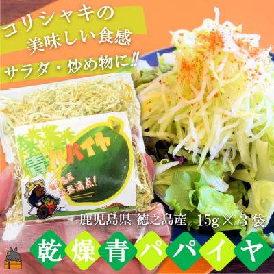ふるさと納税 徳之島町 水で戻して手軽にお料理!徳之島産乾燥青パパイヤ(15g×3袋)