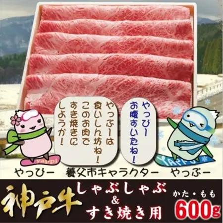 神戸牛 しゃぶしゃぶ ＆ すき焼き用 かた ・ もも肉 計600g YBS2【配送不可地域：離島】【1340602】