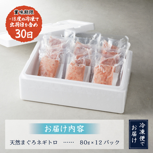 a10-598202403　【2024年3月お届け分】a10-598　天然 まぐろ ネギトロ (80g×12パック)