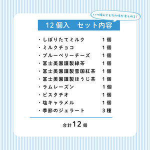 ジェラート 定期便 12個入 2回 ミルク チョコ ブルーベリー チーズ お茶 緑茶 紅茶 ほうじ茶 ラム レーズン ラムレーズン ピスタチオ 塩 キャラメル 塩キャラメル アイス ジェラート セット