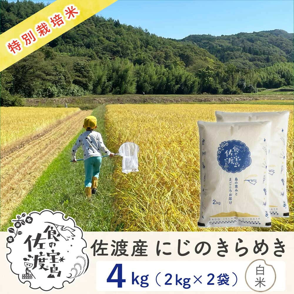 【ふるさと納税】佐渡島産にじのきらめき 白米4Kg（2Kg×2袋） 令和7年 特別栽培米 農家直送 | お米 こめ 白米 食品 人気 おすすめ 送料無料