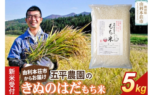 《令和8年産 新米受付》【もち米】きぬのはだ5kg 精米 秋田県 由利本荘市産 五平農園 [新米 予約 もち米 餅 米 もちもち お赤飯 おこわ おはぎ 精米 正月 秋田県 きぬのはだ]