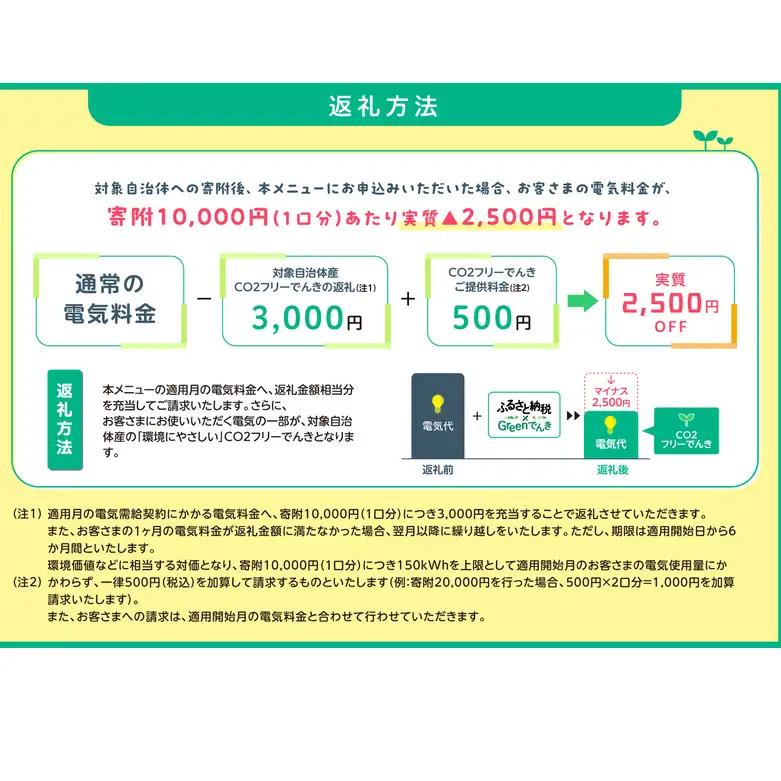 【7/21以降 受付一時停止】揖斐川町産CO2フリーでんき 100,000 円コース（注：お申込み前に申込条件を必ずご確認ください） 中部電力ミライズ