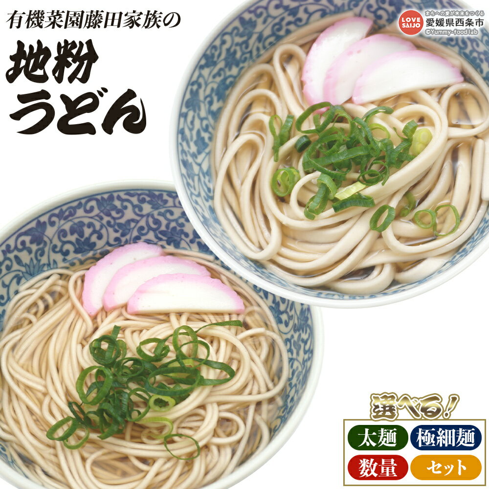 【ふるさと納税】＜有機菜園藤田家族の地粉うどん 太麺／極細麺 1～5袋セット＞※翌月末迄に順次出荷 選べる数量 1袋250g(約3食) うどん じごなうどん 乾麺 麺類 めん 西条市産 小麦100% 自家栽培 国産 ご飯 食品 有機菜園藤田家族 愛媛県 西条市【常温】