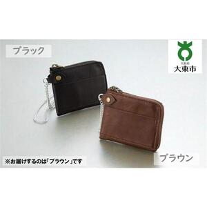 25・7-1　「馬革ポケット財布」ブラウン：ストラップ付