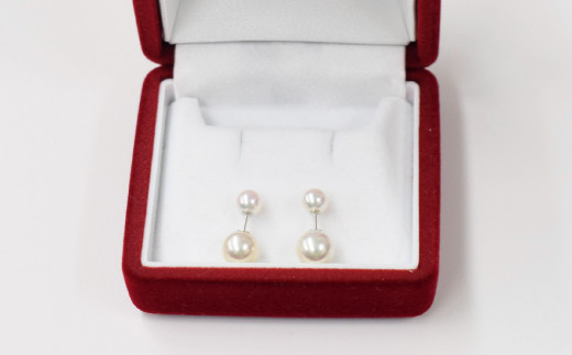 S101-185_あこや真珠 パール ピンク ピアス ベビー スタッド 両耳 7.5mm - 8mm × 5.5mm - 6mm（K14WG（ホワイトゴールド））