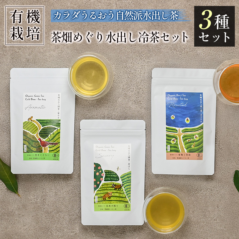 ＜有機栽培＞カラダうるおう自然派水出し茶 茶畑めぐり水出し冷茶 3種セット 国産 日本茶 飲み比べ【B681】