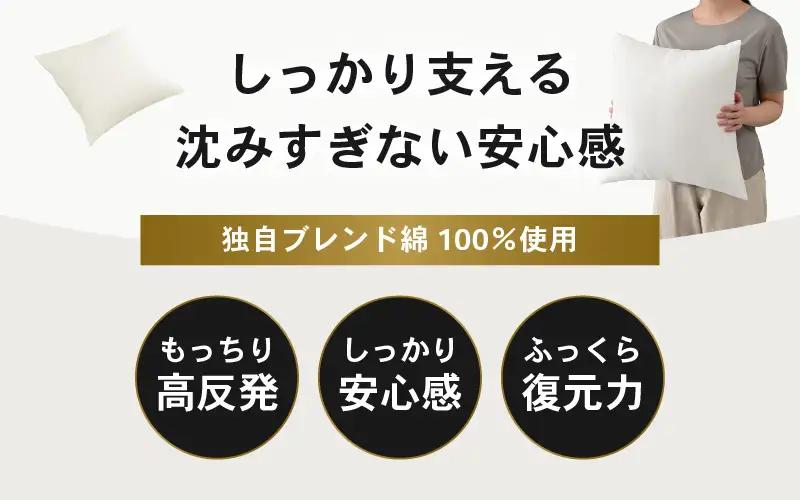 高弾力！もっちり固め ヌードクッション 45cm角 ブレンド綿（側ポリエステル）2個 [A-20432]