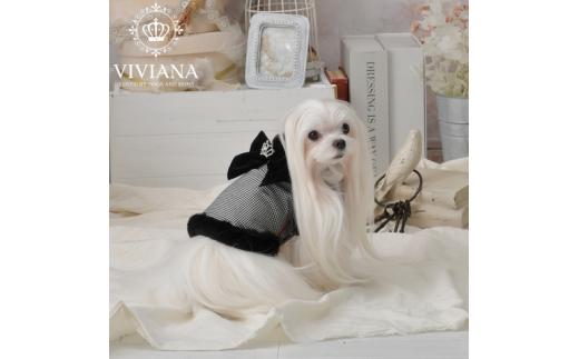 ドッグウェア「VIVIANA」千鳥格子ファーベスト　/　 Black