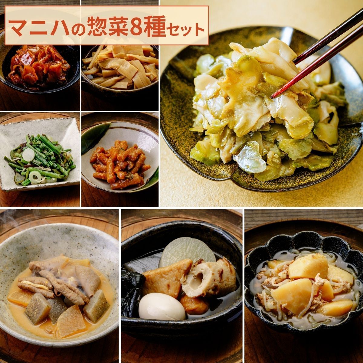 【ふるさと納税】マニハ バラエティ8種セット | 惣菜 上州グルメ 上州名物 地元食材 使用 惣菜 つまみ 晩酌 おつまみ 常温保存 煮込み料理 保存食 惣菜 手作り惣菜 郷土料理 ギフト お酒 ごはん お供 群馬県 前橋市