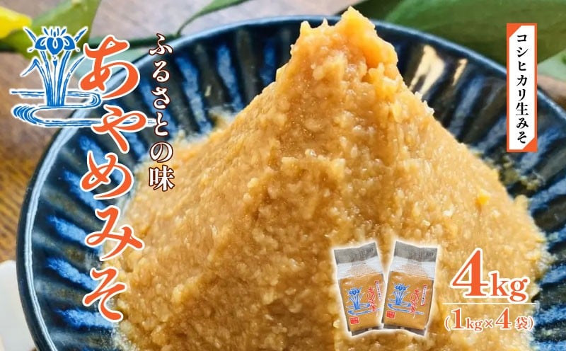 
            糀 味噌 4kg 1kg 4個 あやめみそ なま味噌 糀 みそ miso 糀味噌 糀みそ 手作り こうじ 生きた味噌 お味噌 おみそ 発酵 加工食品 発酵調味料 調味料 味噌汁 みそ汁 お味噌汁 豚汁 汁 しる 焼き 味噌おにぎり おにぎり 和食 和 国産 高田農園 新潟県 新潟 新発田 takada001
          