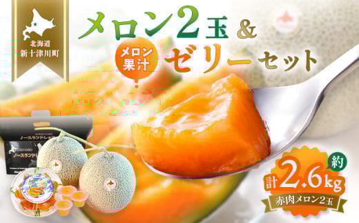 【先行予約】【数量限定】 赤肉メロン２玉・ミニメロンゼリーセット【令和７年７月～８月上旬発送】 先行予約 メロン 北海道 赤玉 セット メロンゼリー ゼリー 詰め合わせ オンライン申請 オンライン ワンストップ マイページ デザート 果物 フルーツ 赤肉メロン 赤肉 ふるさと納税 北海道 新十津川 新十津川町【1201703】