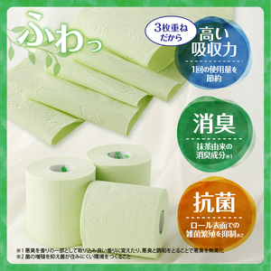 定期便 3回 トイレットペーパー ハナタバ cocochi トリプル 3枚重ね 1パック(12ロール) 再生紙 ふんわり 極厚 消臭 抗菌 緑茶の香り エンボス 紙パッケージ エコ 生活用品 日用品 