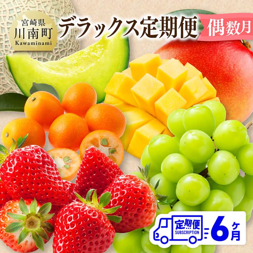 デラックス 定期便 【偶数月】 フルーツ くだもの 果物 川南町産 全6回定期便 [C11717t6]