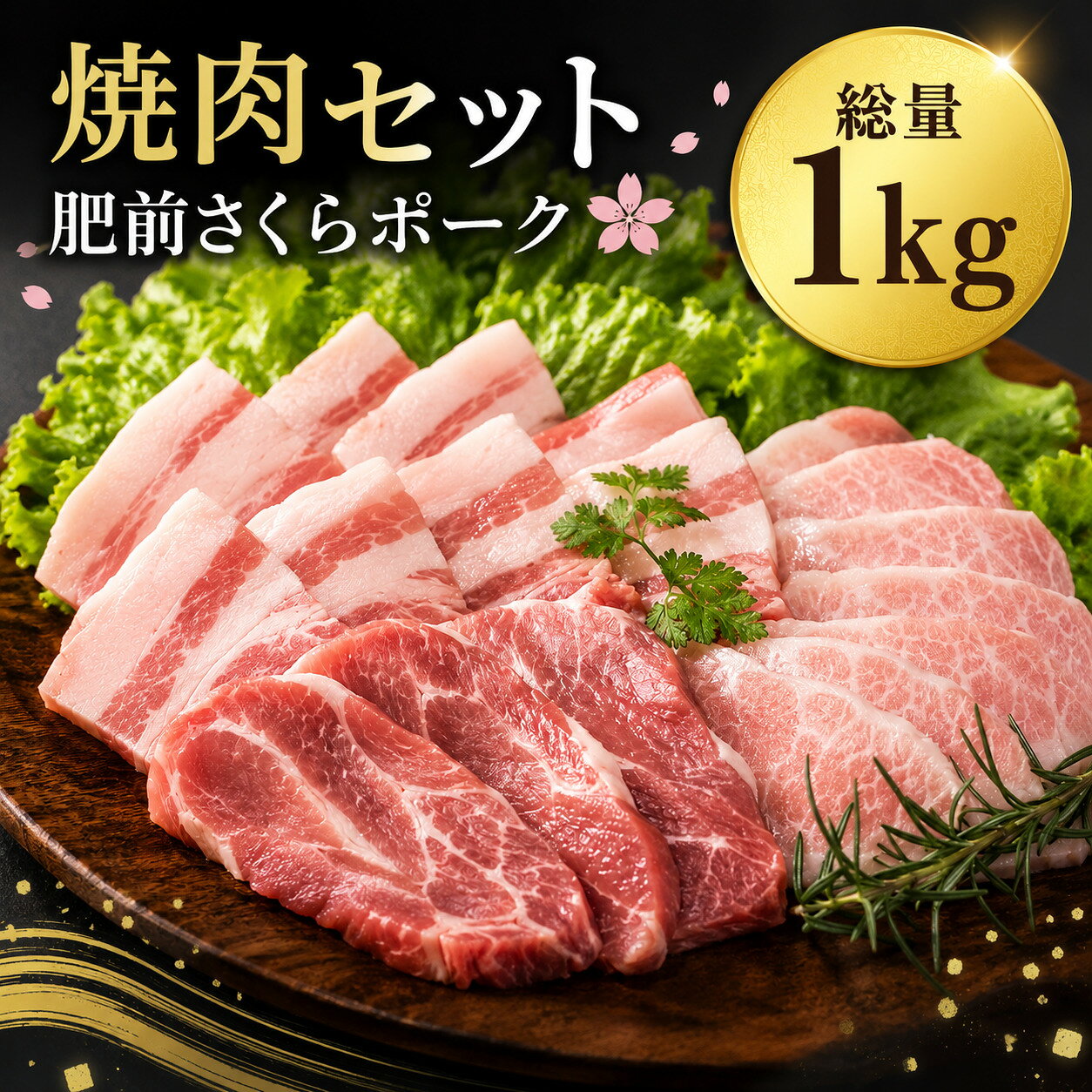 【ふるさと納税】ブランド豚【肥前さくらポーク】 焼肉セット 1kg／肉 お肉 豚肉 ステーキ 赤身 国産 豚トロ バラ 肩ロース バーベキュー やきにく 贈答 佐賀 佐賀県 セット ぶた 豚しゃぶ 特産品 食べ比べ ギフト 冷凍 1kg 贈り物 送料無料 肥前