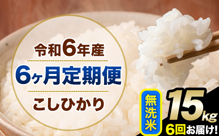 【6ヶ月定期便】令和6年産 定期便 こしひかり 無洗米 定期便 15kg 精米 熊本県産(南阿蘇村産含む) 単一原料米 南阿蘇村《お申込み翌月から発送》---kh6tei_264000_15kg_mo6_mna_m---