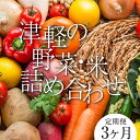 【ふるさと納税】津軽のお米 5kg＆季節の野菜詰合せ 《定期便》【3ヶ月連続】 【中泊町特産物直売所ピュア】旬の野菜 旬野菜 旬 新鮮 食品 野菜 美味しい 甘い おいしい サラダ 精米 たっぷり 中泊町 青森 F6N-099