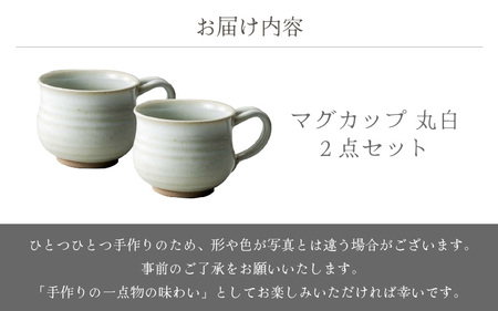  越前焼のふるさと越前町からお届け！ マグカップ 丸 白 2点セット 光窯 越前焼 越前焼き 【 コーヒーカップ ティーカップ スープカップ マグ 300ml かっぷ ホワイトおしゃれ  食卓 食器 