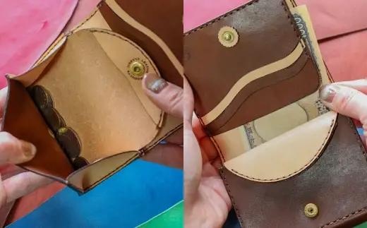 【neoclassic】 牛本革 コンパクト財布 （Dark Brown） 牛革 本革 レザー 姫路レザー 財布 コンパクトウォレット ウォレット ハンドメイド コンパクトサイズ 手のひらサイズ 北海