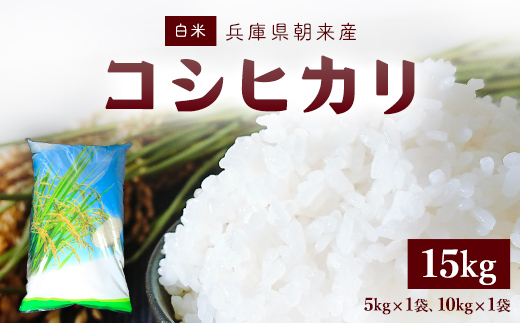 【令和6年産 新米】朝来産コシヒカリ米 15kg(5kg×1袋、10kg×1袋) 米 お米 精米 こしひかり ご飯 白米 15キロ AS4CA4