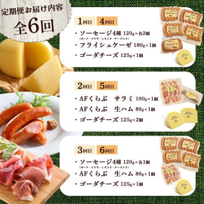 ふるさと納税 中標津町 【定期便:全6回】チーズ・ハム・ソーセージ 北海道 AFくらぶ 8種よくばりセット |  | 01