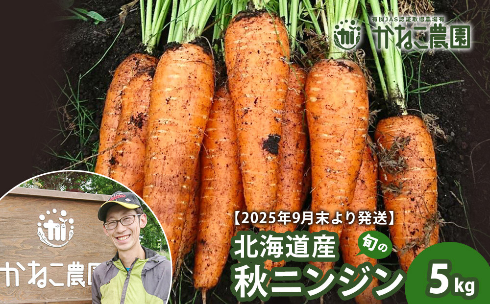 
            【2025年9月末より発送】北海道産 旬の秋ニンジン 5㎏ 【かねこ農園】
          