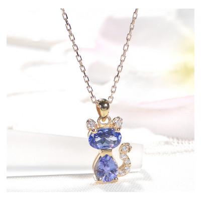 ふるさと納税 韮崎市 猫ネックレス K18YG イエローゴールド タンザナイト ダイヤモンド f267-tan-k18yg |  | 01