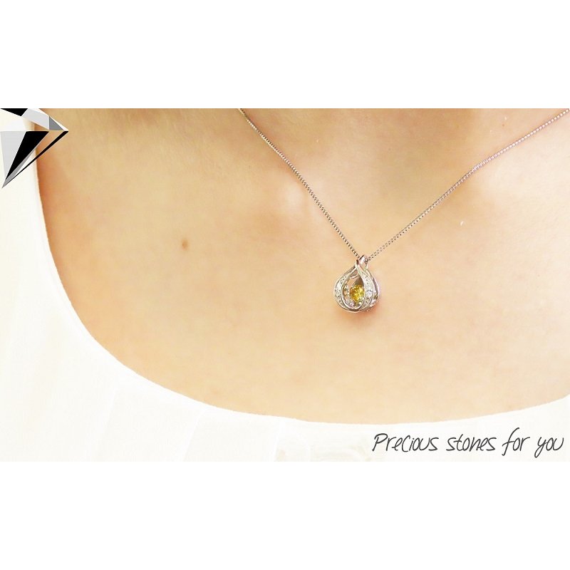 ナチュラルイエローダイヤモンド トゥインクルストーンペンダント プラチナ ツユ