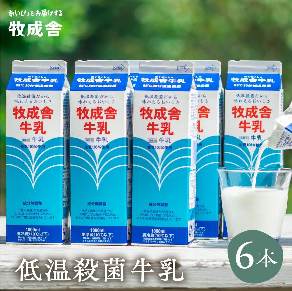 明治30年創業の牛乳屋 牧成舎の低温殺菌牛乳 1L×6本[A0086w] 