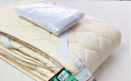 【ワイドダブル】フランスウール 混SEK 抗菌 防臭 わた ベッドパッド (155×200cm) W50BP-WD | 寝具 睡眠 快適 熟睡 吸湿 ベッド 無地