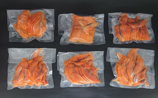 北海道日高産スモークサーモン(チェリーサーモン)切り落とし(150g×6P)【全4回定期便】[15-1123]