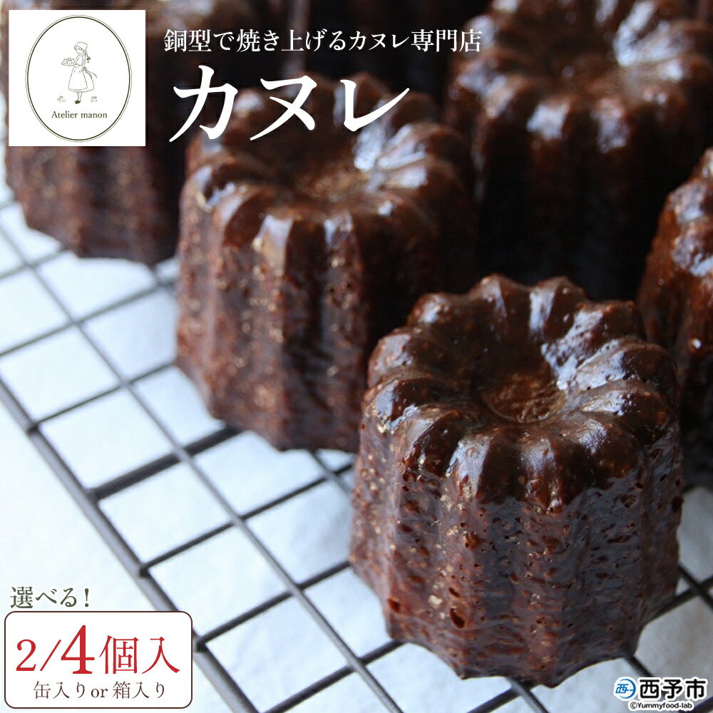 【ふるさと納税】＜銅型で焼き上げる カヌレ専門店のカヌレ 2～4個入り＞ 選べる 内容量 個包装 缶 箱 焼き菓子 お菓子 洋菓子 スイーツ 贅沢 ご褒美 ギフト 手土産 プレゼント 正統派 こだわり アトリエマノン 愛媛県 西予市【冷凍】『1か月以内に順次出荷』