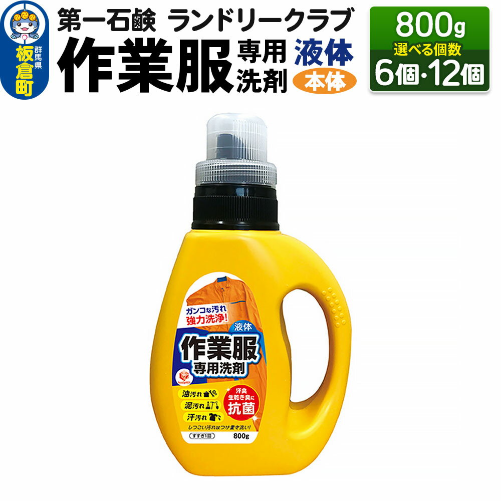 【ふるさと納税】第一石鹸 ランドリークラブ作業服専用液体洗剤 本体 800g（選べる個数：6個・12個）