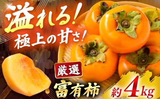 富有柿 約4kg サイズおまかせ（12個～15個） | フルーツ くだもの 果物 柿 かき カキ 奈良県 五條市 果実 11月 12月 発送 秋 旬 味覚 グルメ お取り寄せ 送料無料 大容量 どっさり 農家直送 産地直送 ビタミン タンニン 食物繊維 豊富 美容 健康 熊代農園 特産品 多汁 甘い 柔らかい ジューシー 甘柿 王様