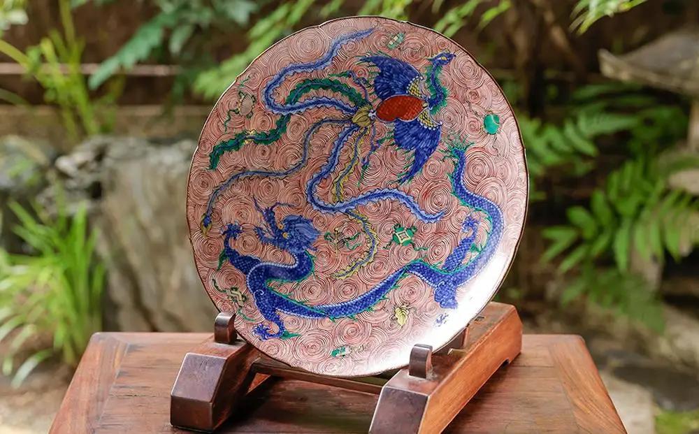 【雲泉】赤渦龍鳳凰宝文皿・萬歴龍鳳凰文皿｜京都 京焼 和絵 人気［ 京都 京焼 清水焼 人気 おすすめ インテリア ギフト プレゼント 贈答 お取り寄せ 通販 送料無料 ふるさと納税 ］