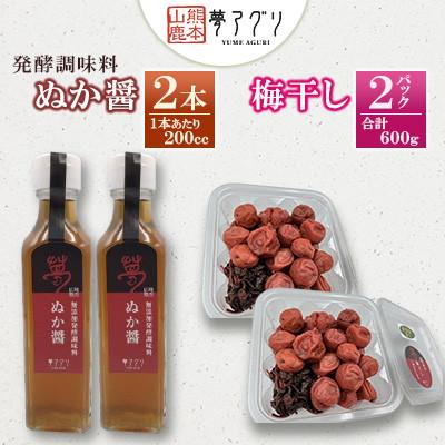 ふるさと納税 山鹿市 【数量わずか】ぬか醤・梅干しセット(ぬか醤 2本・梅干し 2パック)【株式会社夢アグリ】《山鹿市》