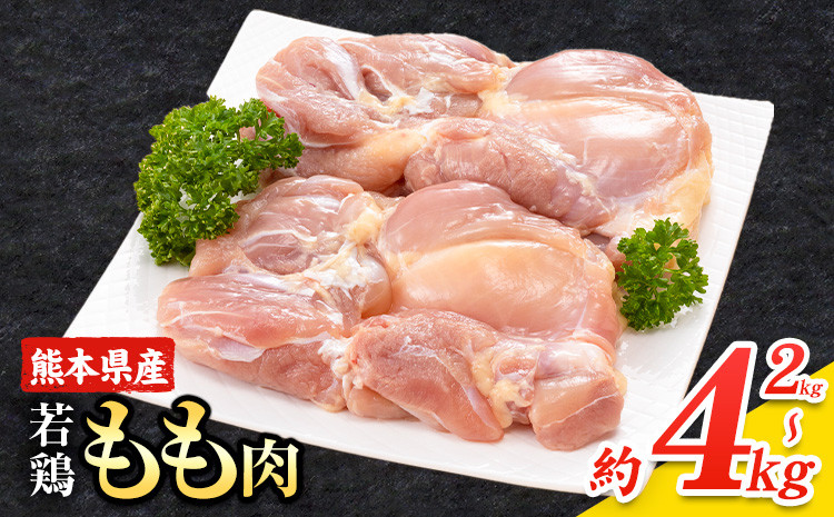 
            大容量 鶏肉 鶏もも 鶏もも肉 4kg 熊本県産 若鶏もも肉 約2kg×2袋 《30日以内に出荷予定(土日祝除く)》 肉 鶏肉 若鶏 国産 真空 冷凍 冷凍庫 鳥 鳥肉 鳥もも 鳥もも肉 モモ モモ肉 鶏モモ肉 若鶏モモ
          