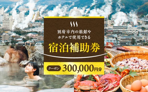 【300,000円分】別府市内の旅館やホテルで使用できる宿泊補助券　楽しい旅の思い出を！ 宿泊券 大分県 別府市 3000円 15000円 3万円 9万円 15万円 30万円 ホテル 旅館 温泉 旅行 観光 トラベル 宿泊補助券 チケット クーポン 宿泊 お泊り 別府温泉 別府観光 地獄めぐり 旅 おすすめ 人気 体験型 節約