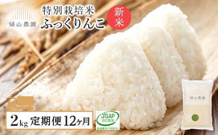 【新米発送】【12カ月定期便】特別栽培米産地直送 ふっくりんこ 2kg×12回 《帰山農園》【定期便・頒布会特集】米 白米 北海道米 北海道産米 ブランド米 おにぎり ごはん 精米 送料無料