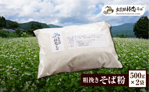 奥飛騨朴念そばの会 粗挽きそば粉500g×2 計1kg 蕎麦 そば そば粉 ガレット 超粗挽き 小分け 個包装 常温